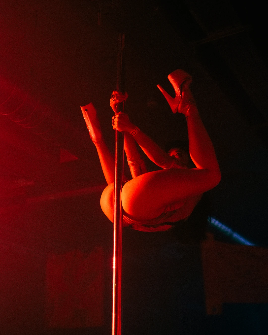 someone is on the pole.