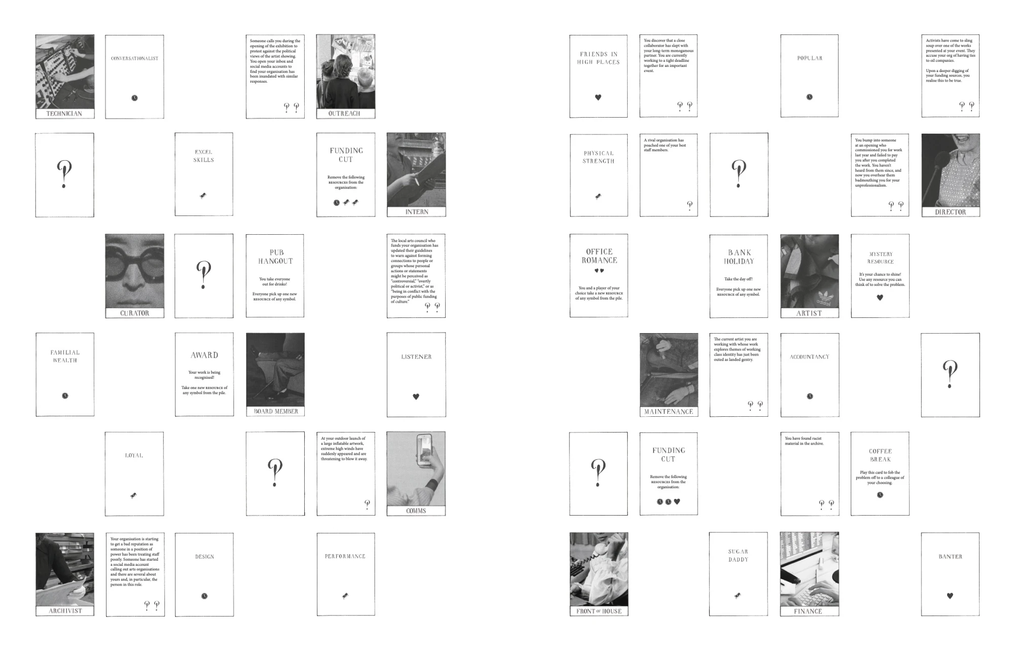 a series of card designs are placed across a the two page spread of a magazine
